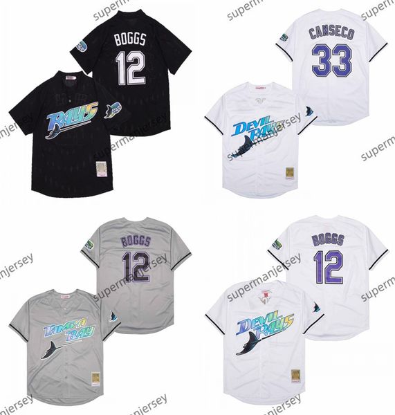 Vintage Devil Rays Baseball Jersey 12 Wade Boggs 33 Jose Canseco 3 Evan Longoria 5 Wander Franco 29 Fred McGriff Tony Saunders 39 Hernandez 13 Crawford