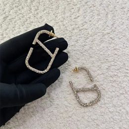 Vintage diamanten oorbel voor vrouwen designer oorbellen V bruiloft unieke letters vorm klassieke verloving vergulde gouden oorbel cjeweler luxe ZB031 C23