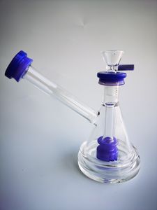 Vintage Diamond Purple Perc Glass Bong Water fumar pipa de narguile 14 mm Joint Bubbler Perc Oil Dab Rigs puede poner el logotipo del cliente