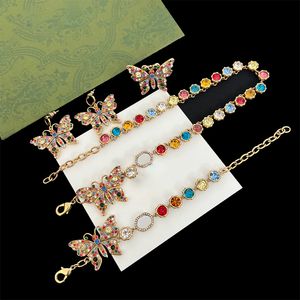 Ensemble de diamants Vintage dames couleur diamant papillon Antique cuivre collier Bracelet boucles d'oreilles bague Antique chic bijoux de luxe