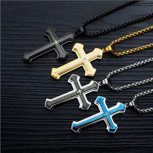 Collier Vintage Double Hip Hop croix pour hommes, pendentif de haute qualité, chaîne O dorée, en acier titane, bijoux 228r