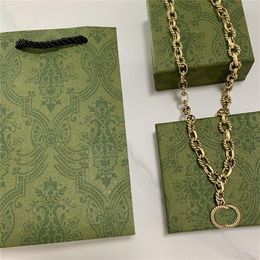 Colliers Vintage à Double chaîne avec lettres imbriquées, pendentif de styliste, pendentifs polyvalents de tous les jours, bijoux 292Q