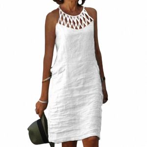 Vintage Dr Cott Linge Femmes Vêtements Été Hallow Out Casual Chic Tunique Fi Oversize Midi Blanc Dres Robes 70qW #