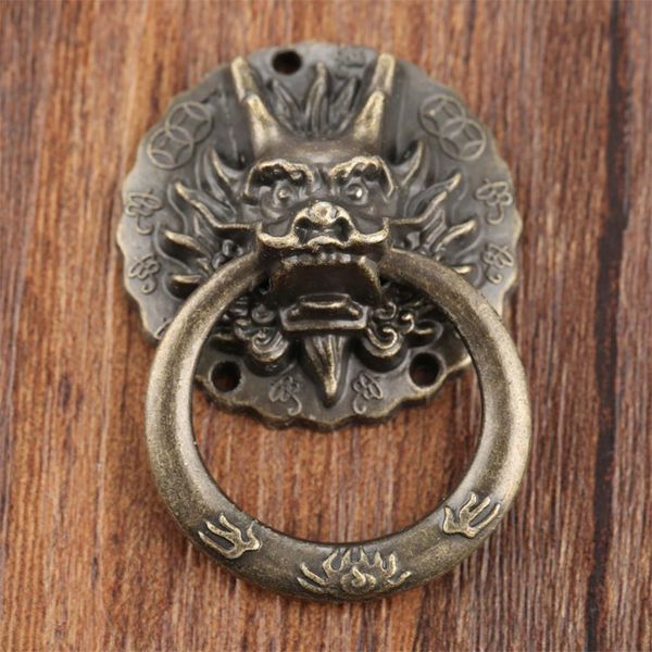 Vintage tête de Dragon meubles porte tirer poignée armoire commode tiroir boutons anneau poignée meubles Hareware 32*47mm