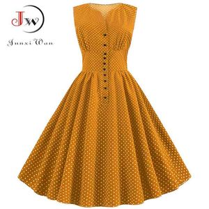 Vintage Dres Sexy col en V à pois fête élégant été rétro Rockabilly grande taille es Robe Femme Vestidos 210623