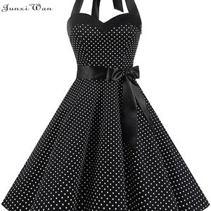 Vintage Dres zomer sexy polka dot print halter feestjurken vestidos gewaad pin up rockabilly y2k jurk 220509