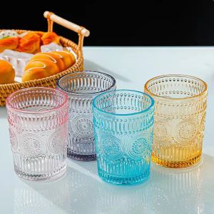 Verres à boire Vintage verres à eau romantiques gobelet en verre romantique en relief pour jus de boissons bière 0202