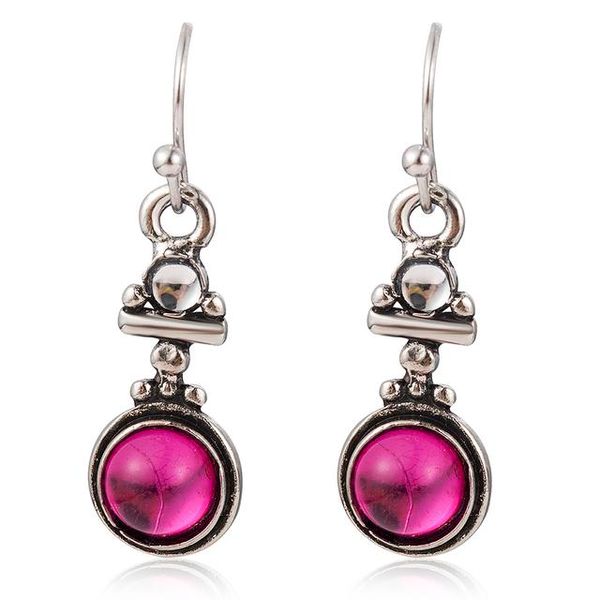 Boucles d'oreilles Vintage en pierre de lune rose pour femmes, bijoux tendance à la mode