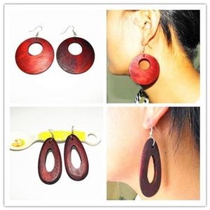 Vintage Drop Hoop Wood Earring Eenvoudig snijwerk DIY Fashion Huggie Oorbellen handgemaakte Dames Gloednieuwe aankomst kerstcadeaus Disco2356