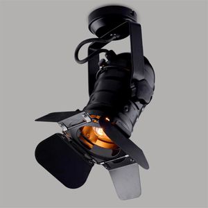 Vintage E27 Track Light Loft Industrial Spotlight Rail Light Black Track Lamp pour porte de grange Magasin de vêtements Magasin Luminaires251l