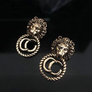 Boucles d'oreilles Vintage pour femmes, bijoux de marque avec lettres, accessoires de styliste pour fête de mariage