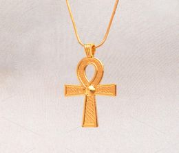 Vintage Egyptische Ankh Kruis symbool van het leven hanger ketting gouden charme kristal ornament tarwe ketting Jewelry5506057