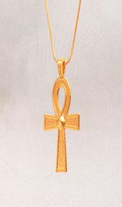 Vintage Egyptien ankh croix symbole de la vie collier pendentif gold charme cristal cristal blé collier bijoux 6864578