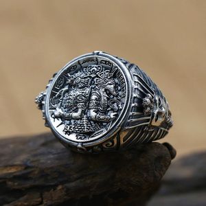 Mythologie égyptienne vintage Anubis Ring Men Ancient Egyptian Totem Ring Jewelry Gold / Silver Color 14K Gold Biker Ring Gift