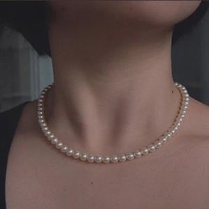 Collier ras du cou Vintage élégant en chaîne de perles pour femmes, bijoux avec pendentif en coquillage d'amour de mariage, à la mode