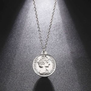 Vintage Elizabeth ketting roestvrijstalen muntmunt Med Medal Round Hanghalsketting voor vrouwen Fahion sieraden geschenken groothandel