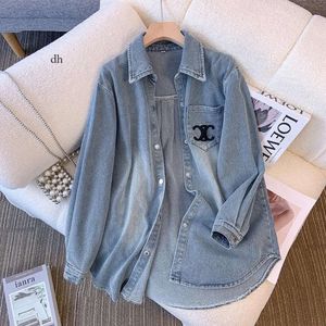 Veste de chemise en jean brodé vintage printemps et automne slim lâche mi-longueur 2024 Nouveau style coréen 26