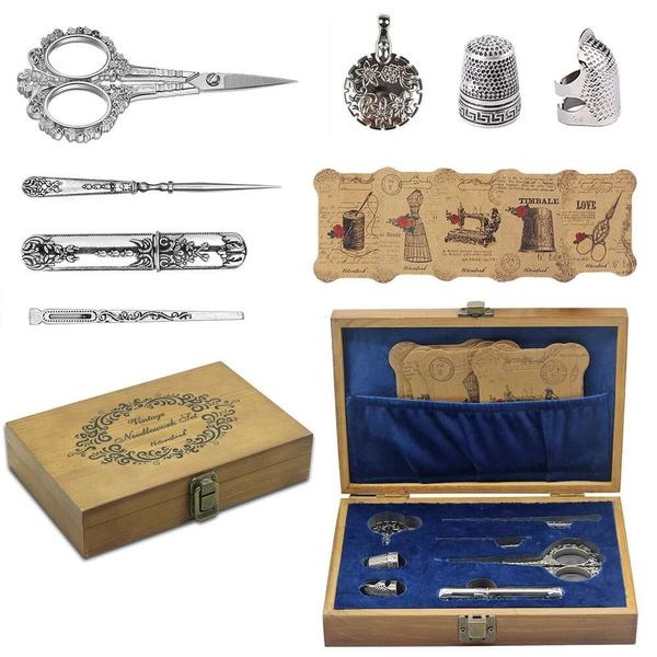 Ciseaux de broderie Vintage, cadeau de noël professionnel, Kit Antique européen, outils complets pour l'artisanat de couture, travaux d'aiguille