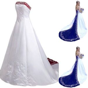 Vestidos de novia bordados vintage con color rojo 2024 Satén sin tirantes Una línea Vestidos de novia de campo con cordones Vestido de novia medieval gótico Rockabilly de talla grande Mariage