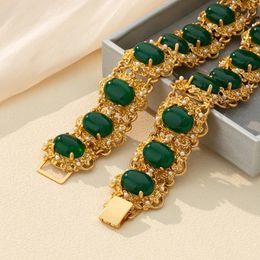vintage smaragdgroene parelketting handgemaakt gemaakt in Florence Italië armband oorbellen sieraden set 240305
