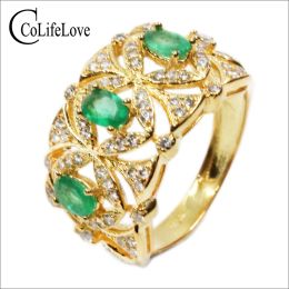 Vintage smaragdgroene ring natuurlijke SI-klasse Kenia smaragdgroene zilveren ring massief 925 sterling zilveren smaragdgroene ring romantisch cadeau voor vrouw