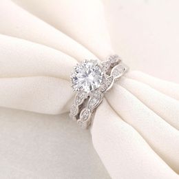 Vintage Engagement trouwring ring Set voor vrouwen 3ct gesimuleerde diamant Cz 925 Sterling vrouwelijke partij ring