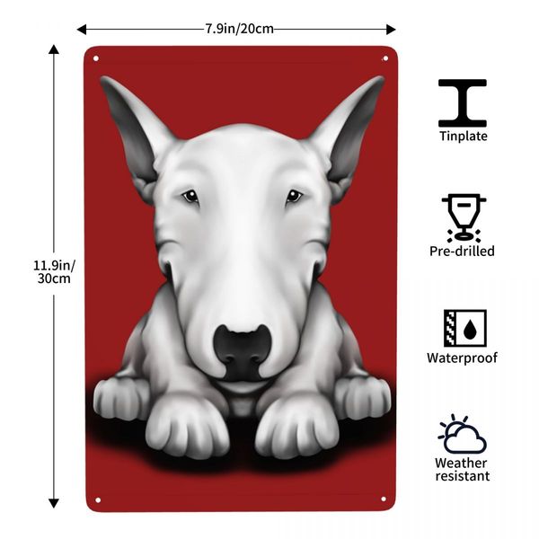 Vintage English Bull Terrier Metal Metal Sign Rectangle Custom Animal Pet Pet Puppy Signes Plaques Gate Garden Bars Wall Decor Art