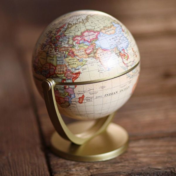 Vintage édition anglaise Globe carte du monde décoration Globes terrestres avec Base géographie salle de classe décoration de bureau à domicile 210318