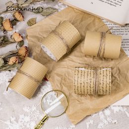 Vintage Engels Letter Grid Kraft Paper Washi Tape Foto Album Diy Decoratief plakboek Label Sticker Maskering Tapes Stationery T200229 2016