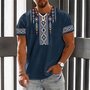 Vintage etnische t -shirt 3D -print kleding opkoppels Tops extra grote korte mouw tee zomer losse mannelijke streetwear heren kleding 240509