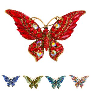 Vintage Exquisite Grote Vlinder Broches Voor Vrouwen Luxe Multicolor Rhinestone Crystal Animal Broche Corsage Bruids Bruiloft Sieraden Revers Pin Sjaal Buckle