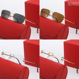 Vintage bril Randless Luxury Mens Designer Zonnebril Frameless klein formaat rechthoek Gafas de sol