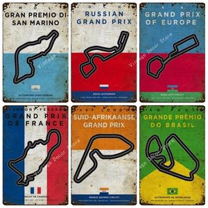 Vintage F1 RacetrackTrack Metal Painting Competition Tin Sign Plaque Iron Plate Bar Club Garage Reparatie Man Cave Home Wand Decor 20cmx30cm Woo