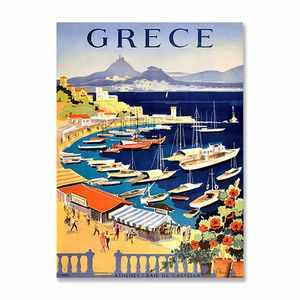Vintage beroemde stadslandschap Posters metaal schilderen Italië Frankrijk Griekenland Hawaii Retro Plate Wall Art Decor voor woonkamer Home 20cmx30cm woo