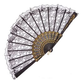 Costume de déguisement vintage Chinois Costume Party Danse Dancing pliing Lace Hand Fan Black Sn4046