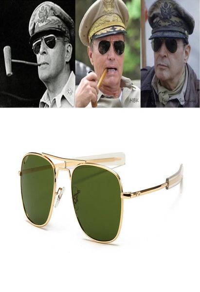 Vintage Fashion Aviation ao Lunettes de soleil Men de luxe Designer Sun Glasses pour mâle American Army Military Optical Glass Lens2796177