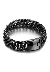 Vintage mode Zwart goudkleur metalen armbanden voor mannen punk sieraden mannelijke ketting hiphop armband vader vriendje verjaardag cadeau1614346