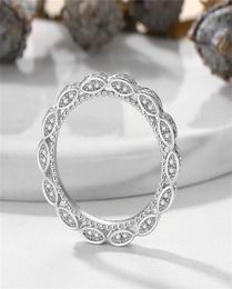 Moda vintage jóias estilo barroco real 925 prata esterlina pavimentar branco safira cz diamante pedras preciosas feminino casamento anel de noiva 2885036