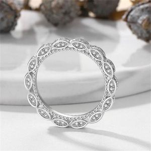 Vintage Mode-sieraden Barokke Stijl Echt 925 Sterling Zilver Pave Witte Saffier CZ Diamant Edelstenen Vrouwen Bruiloft Bruids Ring 275P