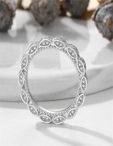 Vintage Mode-sieraden Barokke Stijl Echt 925 Sterling Zilver Pave Witte Saffier CZ Diamant Edelstenen Dames Bruiloft Bruidsring 2660182