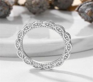 Bijoux de mode Vintage Style baroque réel 925 argent Sterling pavé saphir blanc CZ diamant pierres précieuses femmes bague de mariée de mariage 8736338