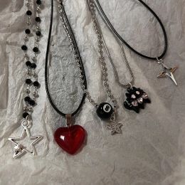 Collier avec pendentif étoile en cuir, corde en cuir Vintage, pour femmes et hommes, couleur argent Antique, accessoires de bijoux