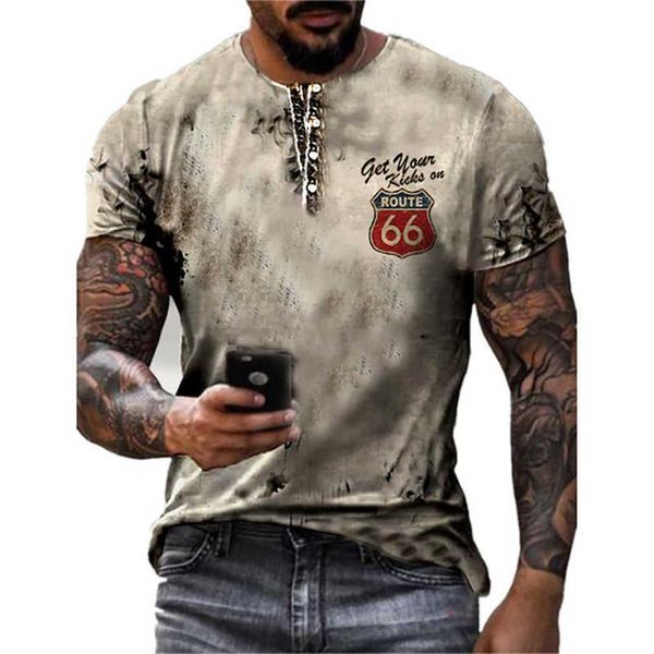 Moda vintage para hombre Marca de verano Camiseta de diseñador para hombre Camiseta Streetshirt 66-way 3d Impreso para hombres Manga corta O-cuello Ropa masculina de gran tamaño