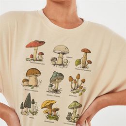 Vintage mode Mushroom Print Oversized T -shirt Egirl Grunge Aesthetic Streetwear Graphic T -shirts vrouwen T -shirts schattige tops kleding 220526