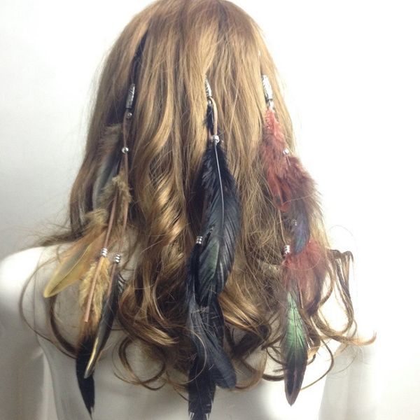 Pinzas para el pelo de plumas Vintage, Clip indio BB, pasadores de joyería de moda para mujer, mezcla de 3 colores al por mayor