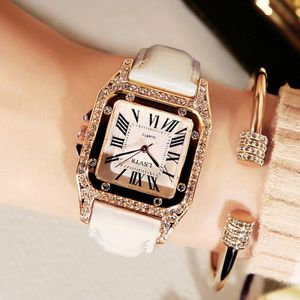 Vintage Femelle Watch Hinestone Fashion Student Quartz Watchs Real Leather Belt Square Diamond Inset Delated Womens Wristswarchs Facts 226d