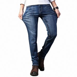 Vintage Fi Distred Jeans Four Seass Casual Solid Color Commute Vêtements pour hommes Zipper Butt Daily Pantalon droit K4Sq #