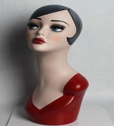 Tête de mannequin vintage en fibre de verre peinte à la main pour bijoux amp chapeau amp wig9492490