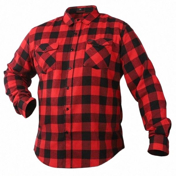Chemise à carreaux en flanelle vintage pour hommes, manches LG, chemises décontractées américaines, rouge, noir, blanc, vêtements surdimensionnés pour hommes, printemps 2023, J9Pg #