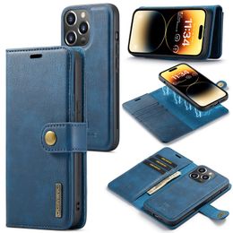 Fundas de teléfono con billetera de cuero con tapa vintage para iPhone 15 14 13 12 11 Pro Max 13 12 Mini X XS XR 7 8 Plus Funda trasera desmontable para teléfono con protección empresarial